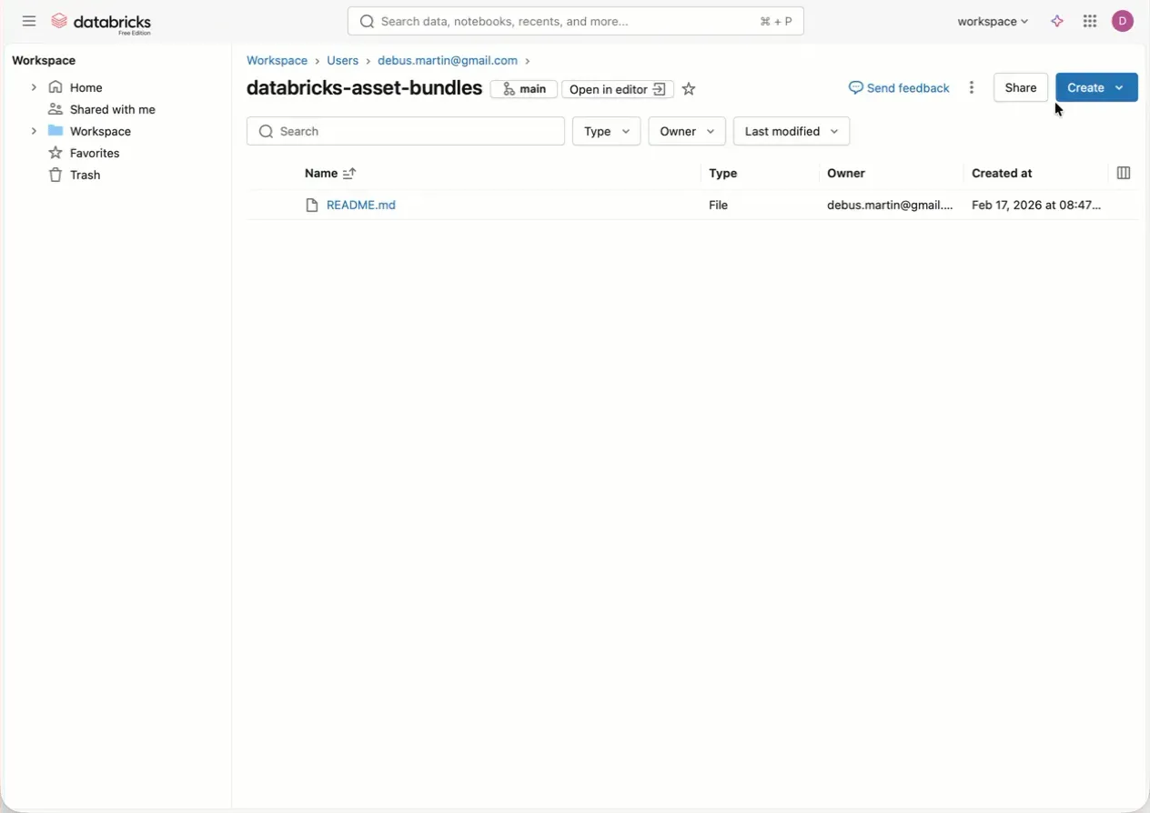 Image for the post Databricks Asset Bundle Create in Workspace