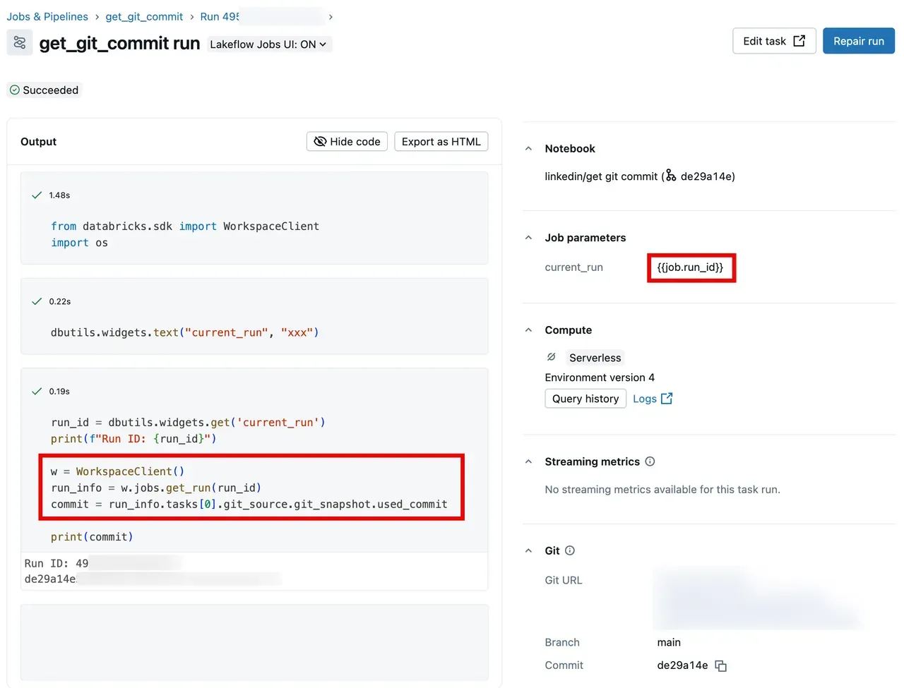 Image for the post Databricks job git commit