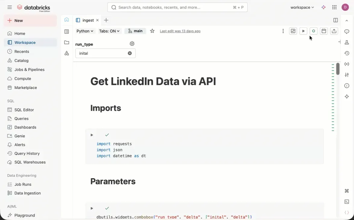 Image for the post Notebook View Job Run