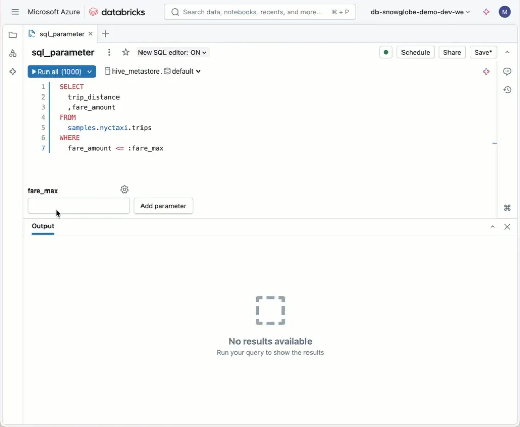 Image for the post Using query parameters in Databricks SQL